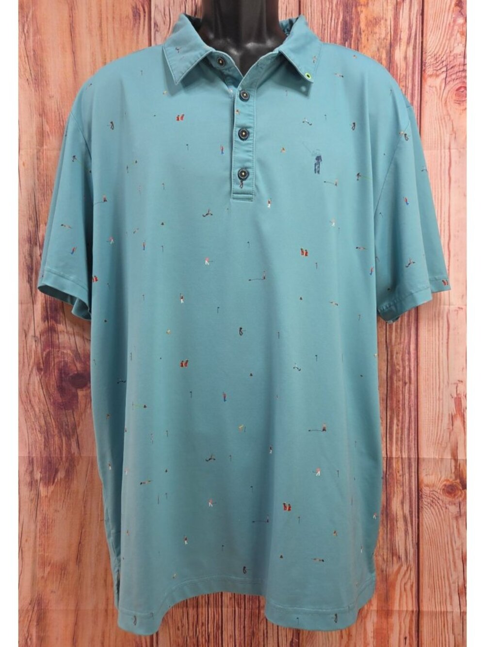 William Murray Golf Polo Shirt XL Aqua Micro Golfer Print